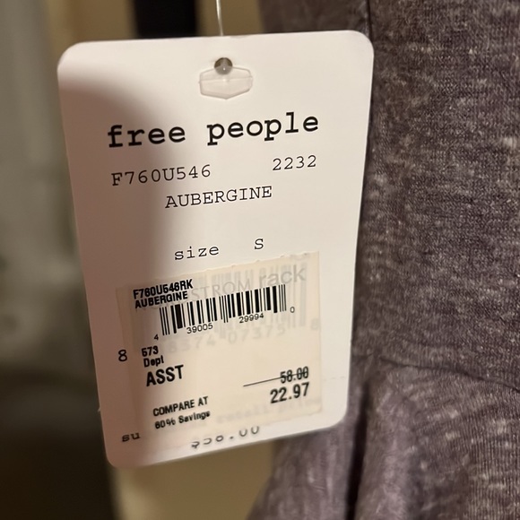 Free People Purple Tulip Lace Tee S/P - Picture 3 of 3